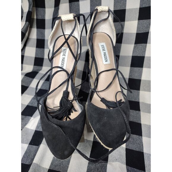 Steve Madden Bestow Suede Espadrille Sandals Size 8.5 Y29 - Picture 1 of 6